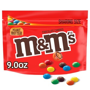 M&M'S Peanut Butter Milk Chocolate Candy Sharing- Size Resealable Bag, 9 oz.