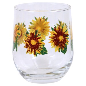 Sunflower Wreath Stemless Wine Glass Set