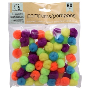Pom Poms, Lime Green, 1 Inch, Pack of 80
