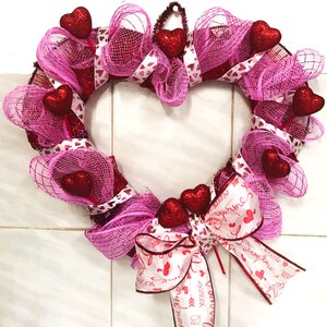 Dollar Tree Valentine's Day Heart Wreath - Deco Mesh Heart Wreath