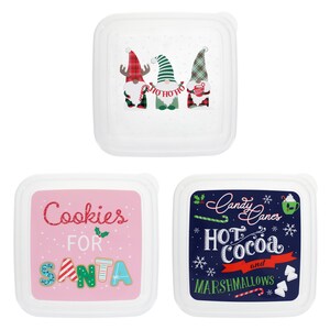 View Christmas-Themed Square Plastic Containers, 10-in.