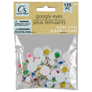 Assorted sizes Googly eyes for crafts 125 count, 3 sizes: 3/8, ½, and 1  New