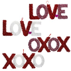 Valentine's Tinsel Love and XOXO Signs, 6.875x20-in.