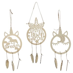 Baker Ross AT721 Wooden Unicorn Dream Catcher Kits - Pack of 4, Create Your Own Dreamcatcher Kits for Kids Arts and Crafts, Wall Decorations for