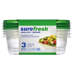 Sure Fresh 34-oz. Reusable Tall Plastic Containers with Lids, 2-Ct. Packs