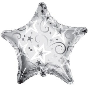 Pre-Inflated White Mini Star-Shaped Stick Balloons, 9 in.