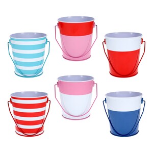 lot of 3 Dollar Tree colored plastic buckets with handles ALL 3 for $2! for  Sale in Boca Raton, FL - OfferUp