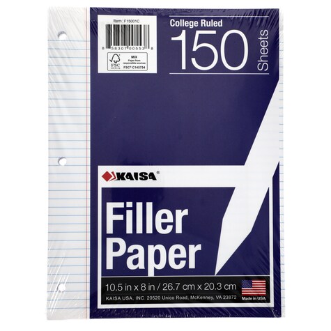 View Kaisa College Ruled Filler Paper 5874