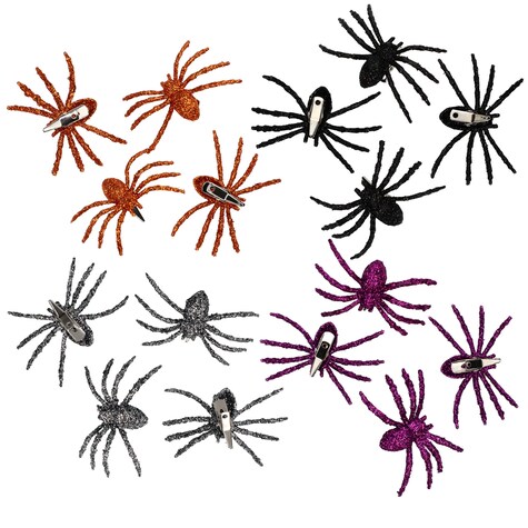 View Halloween Themed Glitter Spider Clips,
