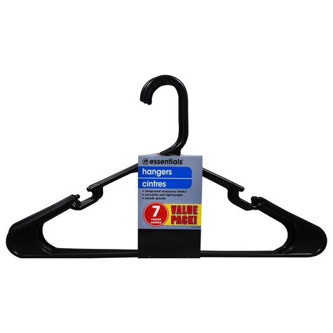 View Essentials Black Plastic Adult-Sized Hangers,