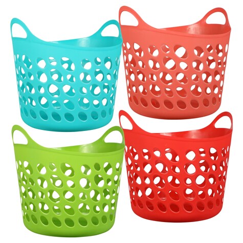 Bulk Essentials Round Plastic Storage Baskets with Handles, 12x11.75x11 ...