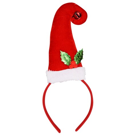 Bulk Red Plush Santa Hats with Bell Headbands,12.25-in. | Dollar Tree