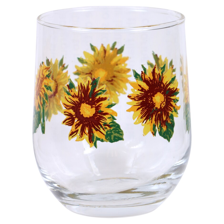 Bulk Sunflower Stemless Wine Glasses, 16.8 oz. Dollar Tree