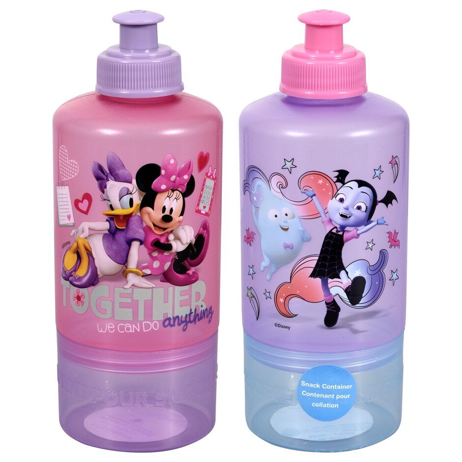 Licensed Plastic Water Bottles With Attached Snack Containers