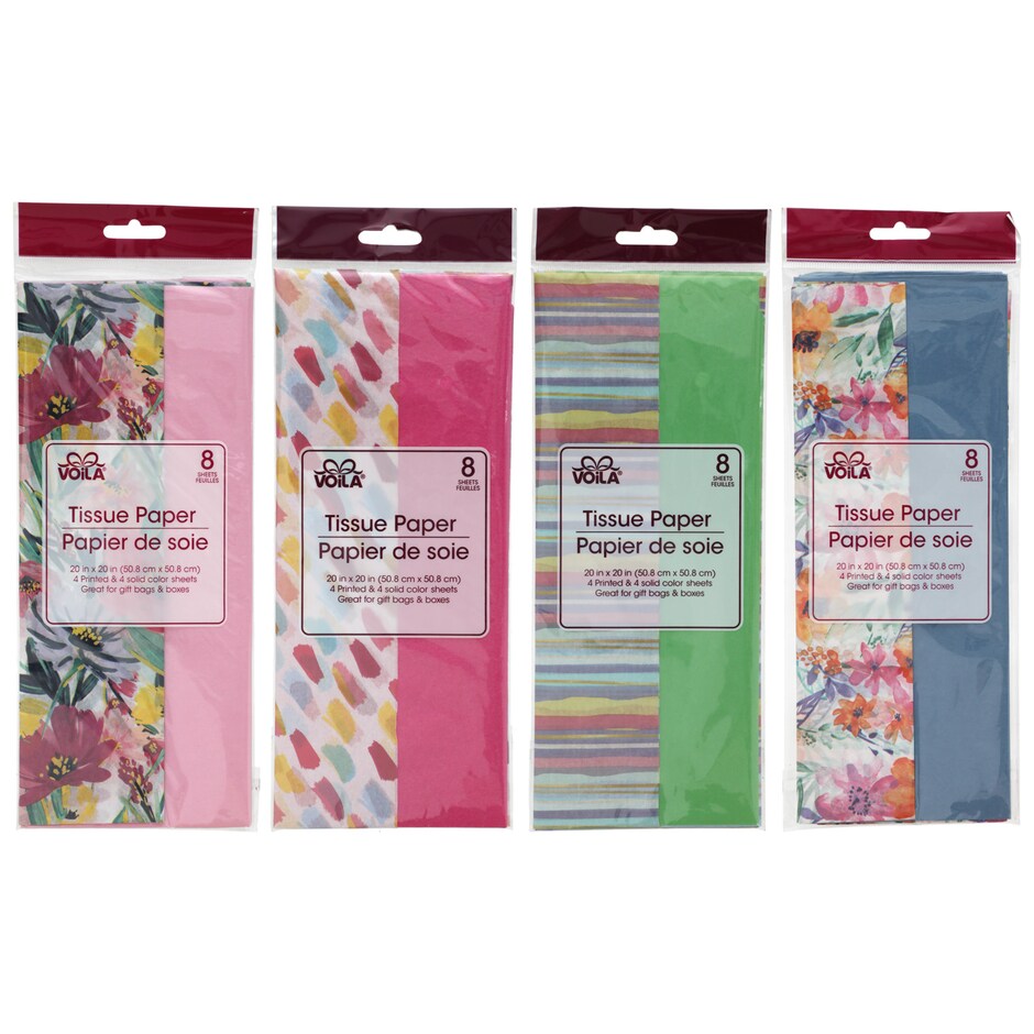 Bulk Voila Printed and SolidColor Tissue Paper, 8ct. Packs Dollar Tree