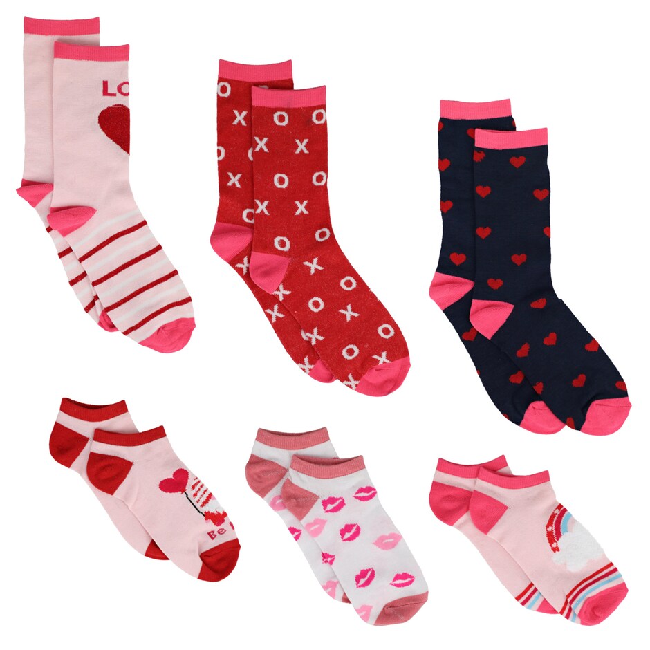 Ladies Crew and No Show Valentines Day Socks