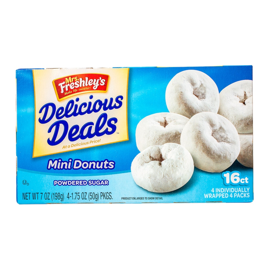 Bulk Mrs. Freshley's Powdered Sugar Mini Donuts, 16-ct. Boxes | Dollar Tree