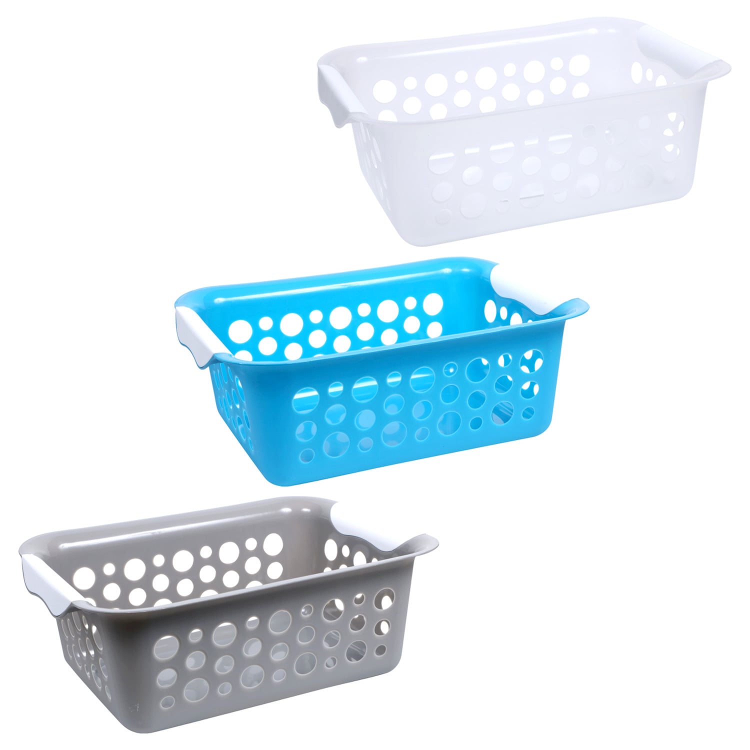 Bulk Large Rectangular Slotted Plastic Storage Baskets at