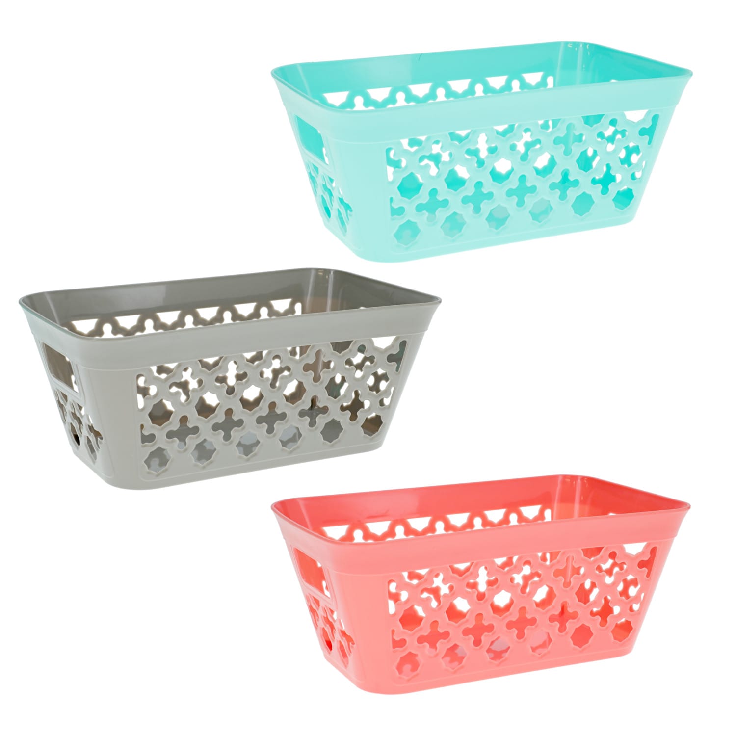 Bulk Large Rectangular Slotted Plastic Storage Baskets & Cash Back