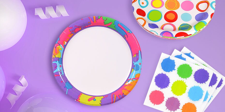 Paint Splatter Party Supplies DollarTree Com   Color Dots Circle Party Header 20190605 