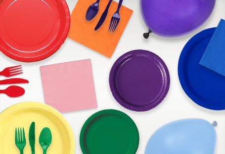 Rainbow Party Supplies Tableware Set 30 9 Paper Plates 30 7 Plate 30 9  Oz. Cups 60 Lunch Napkins for Colorful Birthday Parties Decorations Bright