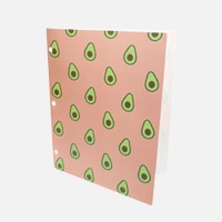 Plastic folder with avocados on a peach background