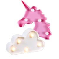 Pink unicorn and white cloud marquee-style lights